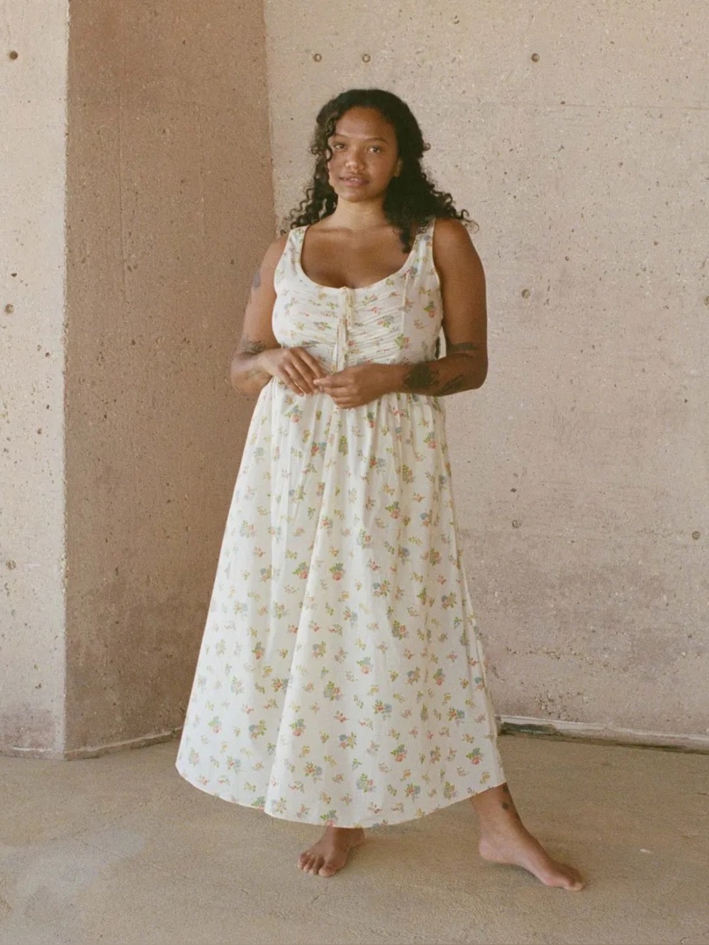 DÔEN Mae Midi Dress Size Medium in Dilys Liberty Floral Rare Organic Cotton